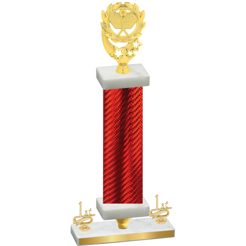 Premium Single Red Carbon Fiber First Place Pickleball Trophy