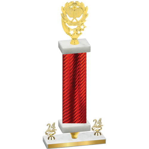 Premium Single Red Carbon Fiber Year Pickleball Trophy