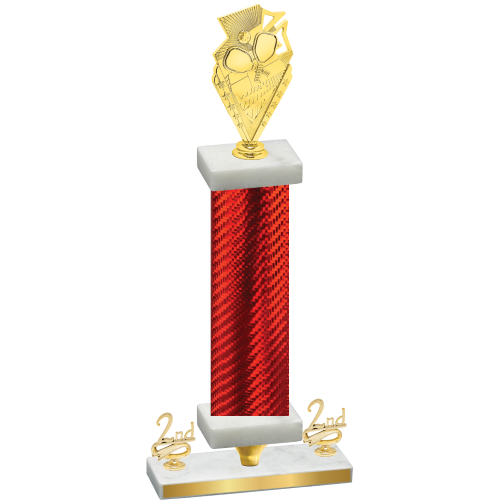 Premium Single Red Carbon Fiber Second Place Pickleball Trophy