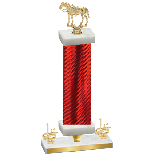 Premium Single Red Carbon Fiber First Place Horses Trophy