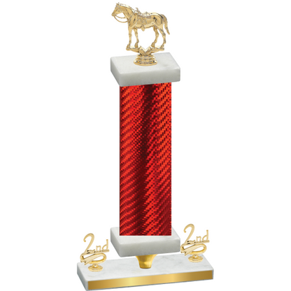 Premium Single Red Carbon Fiber Second Place Horses Trophy