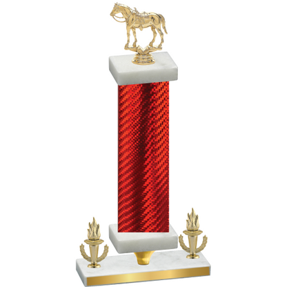 Premium Single Red Carbon Fiber Victory Horses Trophy