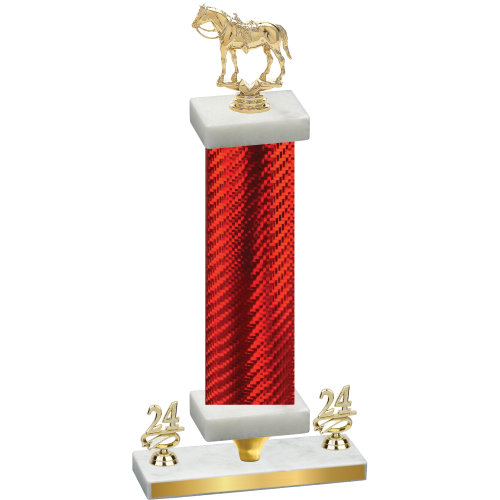 Premium Single Red Carbon Fiber Year Horses Trophy