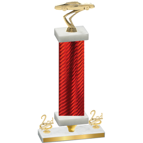 Premium Single Red Carbon Fiber Second Place Cars Trophy