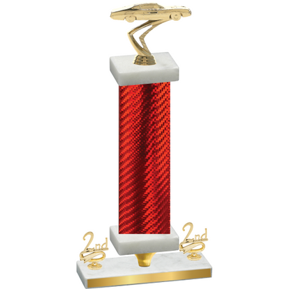 Premium Single Red Carbon Fiber Second Place Cars Trophy