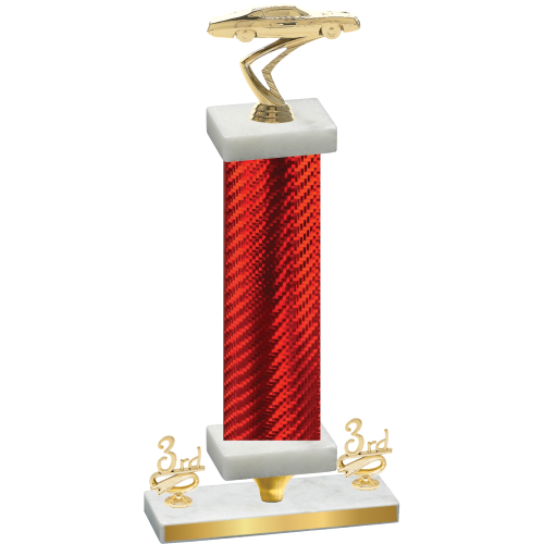 Premium Single Red Carbon Fiber Third Place Cars Trophy