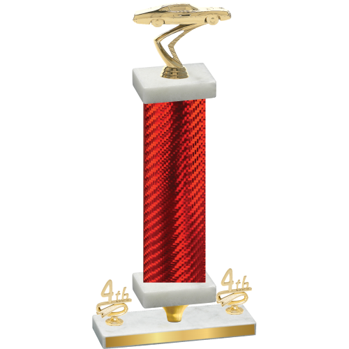 Premium Single Red Carbon Fiber Fourth Place Cars Trophy