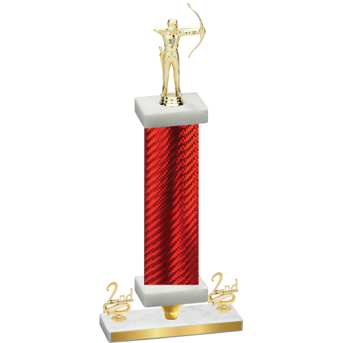 Premium Single Red Carbon Fiber Second Place Archery Trophy