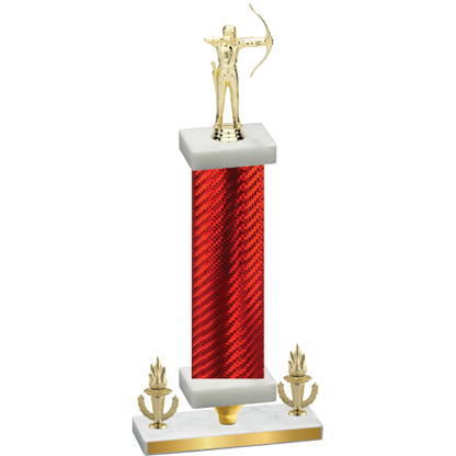 Premium Single Red Carbon Fiber Victory Archery Trophy