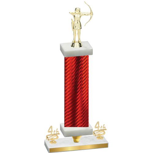 Premium Single Red Carbon Fiber Fourth Place Archery Trophy