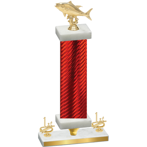 Premium Single Red Carbon Fiber First Place Fishing Trophy