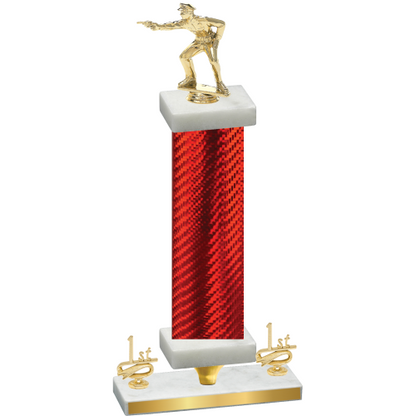 Premium Single Red Carbon Fiber First Place Shooter Trophy