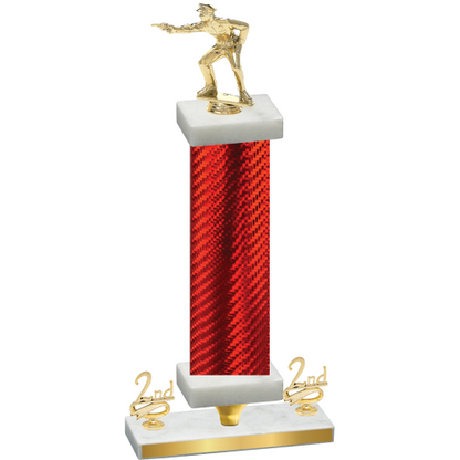 Premium Single Red Carbon Fiber Second Place Shooter Trophy