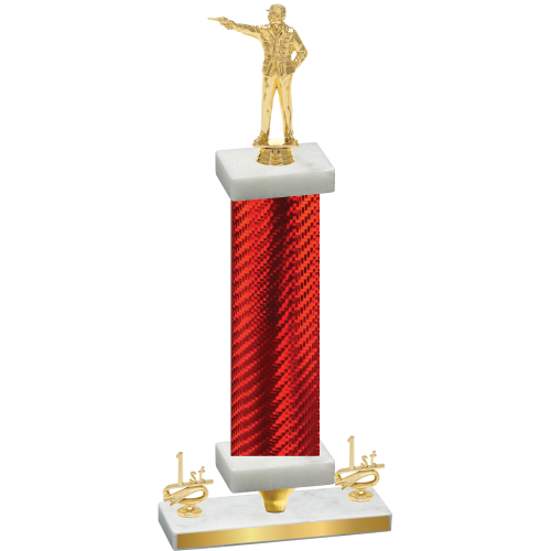 Premium Single Red Carbon Fiber First Place Shooter Trophy