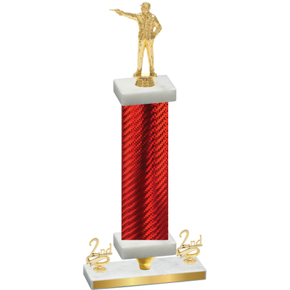 Premium Single Red Carbon Fiber Second Place Shooter Trophy