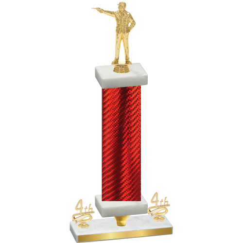 Premium Single Red Carbon Fiber Fourth Place Shooter Trophy