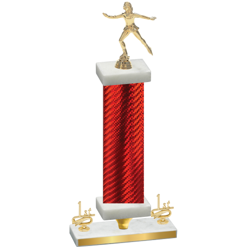 Premium Single Red Carbon Fiber First Place Skater Trophy