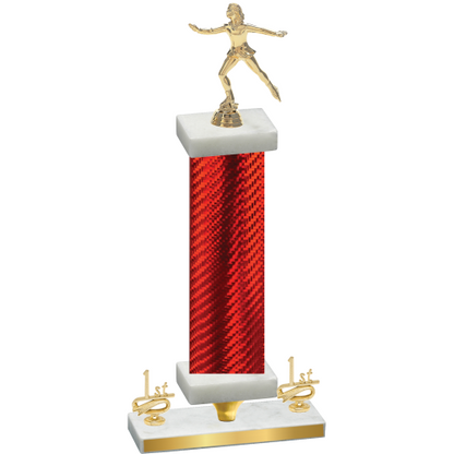 Premium Single Red Carbon Fiber First Place Skater Trophy