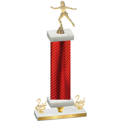 Premium Single Red Carbon Fiber Second Place Skater Trophy