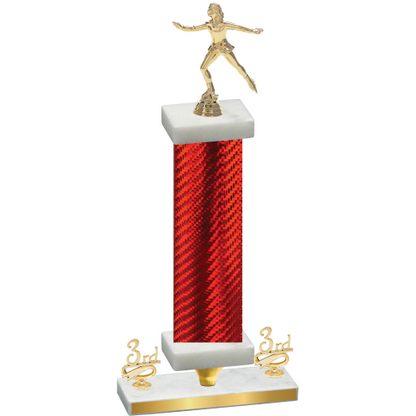 Premium Single Red Carbon Fiber Third Place Skater Trophy