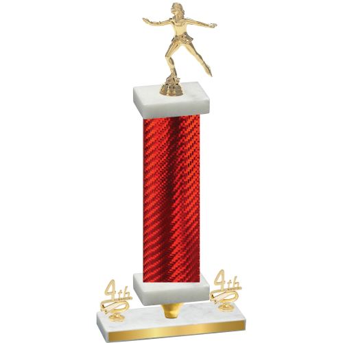 Premium Single Red Carbon Fiber Fourth Place Skater Trophy