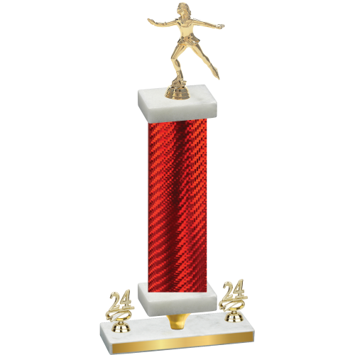 Premium Single Red Carbon Fiber Year Skater Trophy