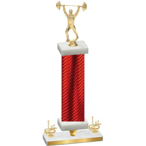 Premium Single Red Carbon Fiber First Place Weights Trophy