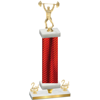 Premium Single Red Carbon Fiber Second Place Weights Trophy