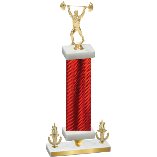 Premium Single Red Carbon Fiber Victory Weights Trophy