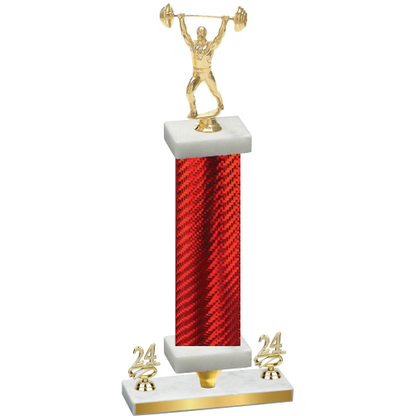 Premium Single Red Carbon Fiber Year Weights Trophy