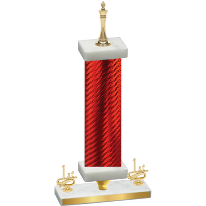 Premium Single Red Carbon Fiber First Place Chess Trophy