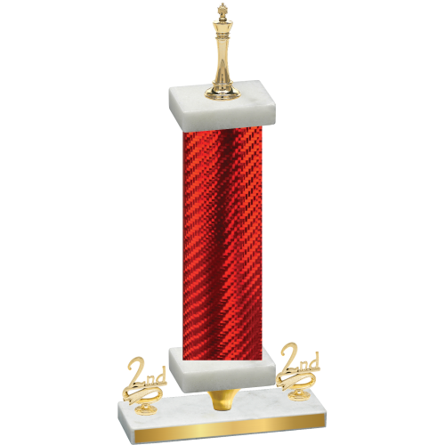 Premium Single Red Carbon Fiber Second Place Chess Trophy