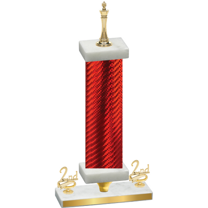 Premium Single Red Carbon Fiber Second Place Chess Trophy