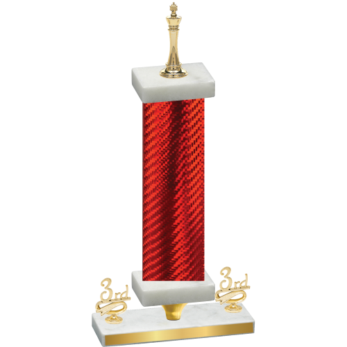 Premium Single Red Carbon Fiber Third Place Chess Trophy