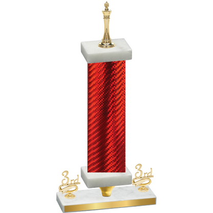 Premium Single Red Carbon Fiber Third Place Chess Trophy