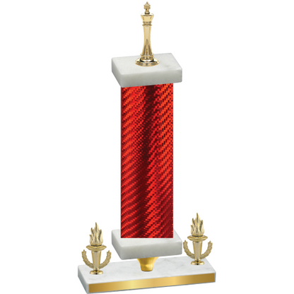 Premium Single Red Carbon Fiber Victory Chess Trophy