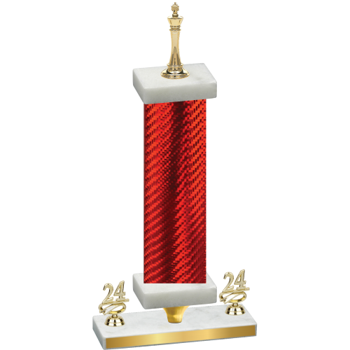 Premium Single Red Carbon Fiber Year Chess Trophy