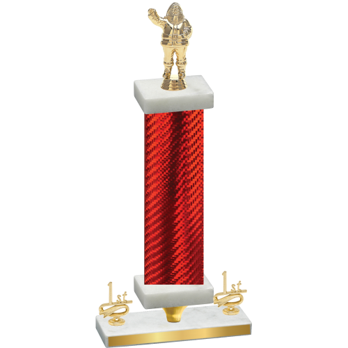 Premium Single Red Carbon Fiber First Place Holiday Trophy