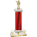 Premium Single Red Carbon Fiber Second Place Holiday Trophy