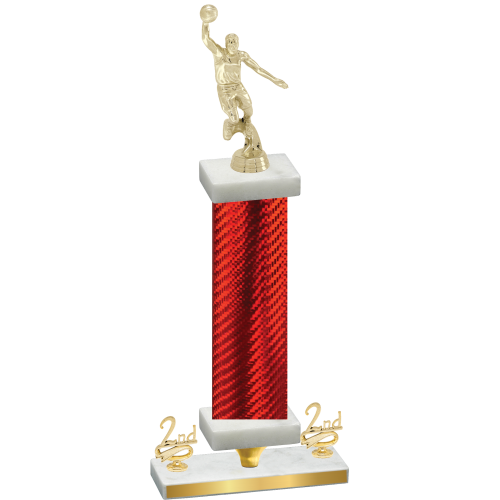 Premium Single Red Carbon Fiber Second Place Basketball Trophy