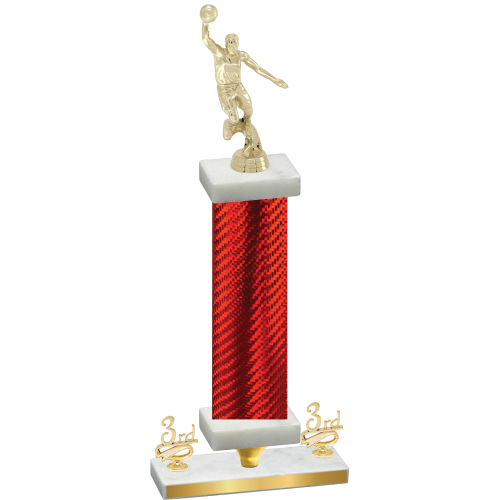 Premium Single Red Carbon Fiber Third Place Basketball Trophy