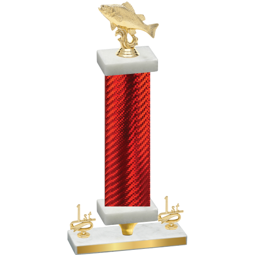 Premium Single Red Carbon Fiber First Place Fishing Trophy