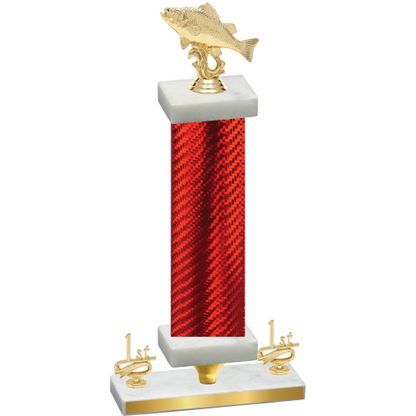 Premium Single Red Carbon Fiber First Place Fishing Trophy