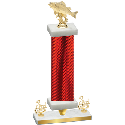 Premium Single Red Carbon Fiber Third Place Fishing Trophy