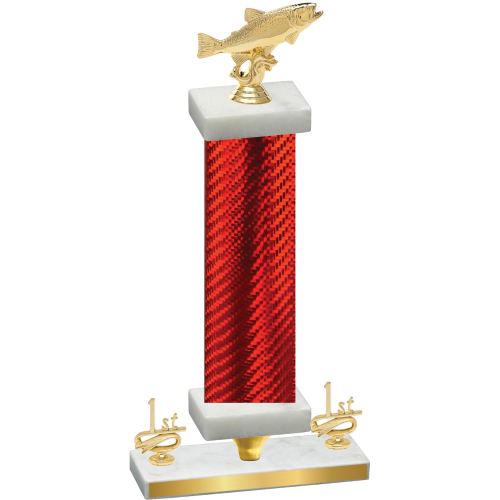 Premium Single Red Carbon Fiber First Place Fishing Trophy