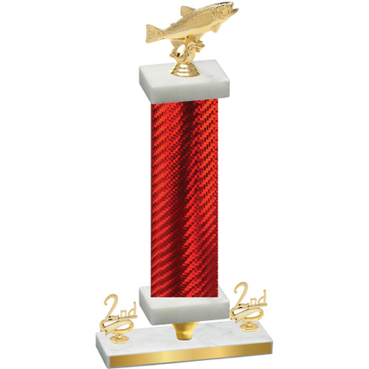 Premium Single Red Carbon Fiber Second Place Fishing Trophy