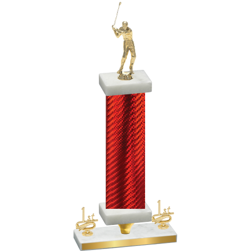 Premium Single Red Carbon Fiber First Place Golf Trophy