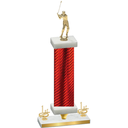 Premium Single Red Carbon Fiber First Place Golf Trophy