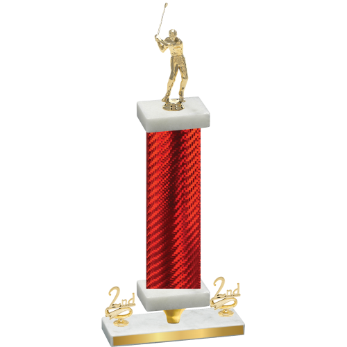Premium Single Red Carbon Fiber Second Place Golf Trophy
