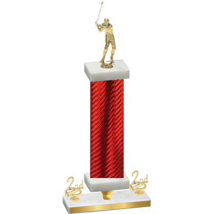 Premium Single Red Carbon Fiber Second Place Golf Trophy